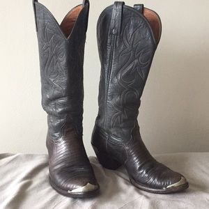 J.Chisholm Genuine Leather gray cowboy boot size 7